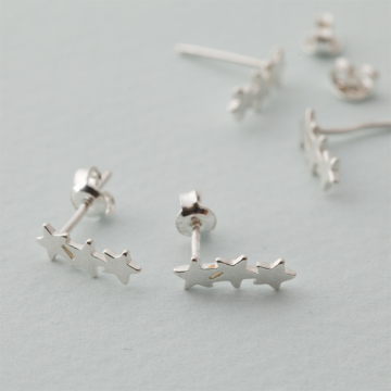 Kolczyki trzy gwiazdki AG925 12x4mm
