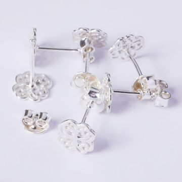 Srebrne kolczyki koniczynka ażurowa AG925 8mm