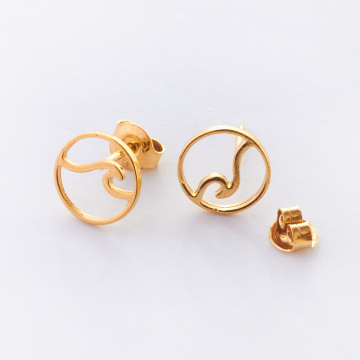 Kolczyki fala w kółku AG925 pozłacane 9,5mm