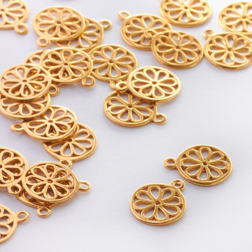 Zawieszka kwiatek w kółku AG925 pozłacana 11,5mm