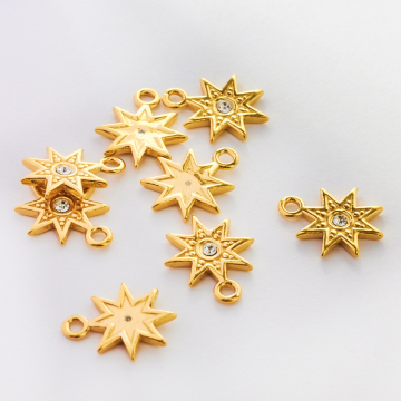 Srebrna zawieszka róża wiatrów z cyrkonią AG925 pozłacana 10mm