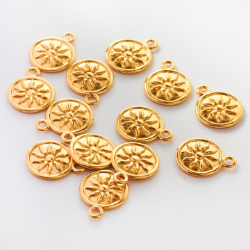 Srebrna zawieszka moneta ze słońcem AG925 pozłacana 10mm