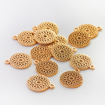 Srebrna zawieszka kółko ażurowe z kropeczkami  pozłacane AG925 11,5mm