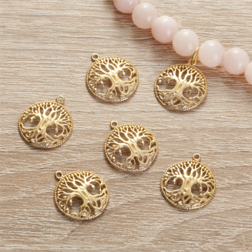 Srebrna zawieszka drzewo rodzinne wypukłe AG925 pozłacana 17mm