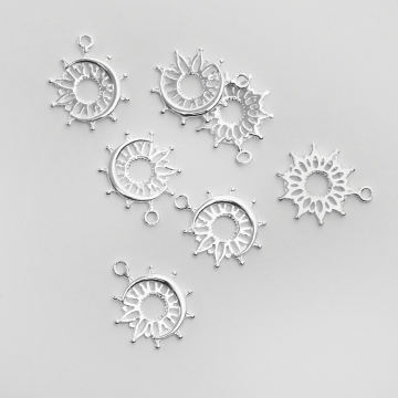 Srebrna zawieszka słońce z księżycem AG925 14mm