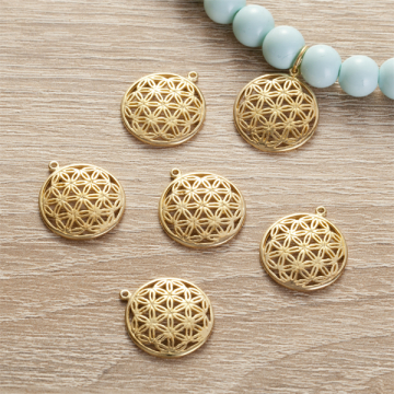 Srebrna zawieszka kwiat życia wypukły AG925 pozłacana 16,5mm