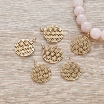 Srebrna zawieszka kwiat życia AG925 15.5mm pozłacana