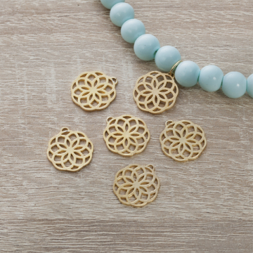 Srebrna zawieszka ażurowy kwiatek 14mm AG925 pozłacana