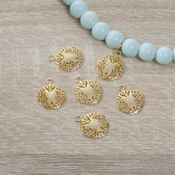 Srebrna wypukła zawieszka ze wzorkiem 13mm AG925 pozłacana