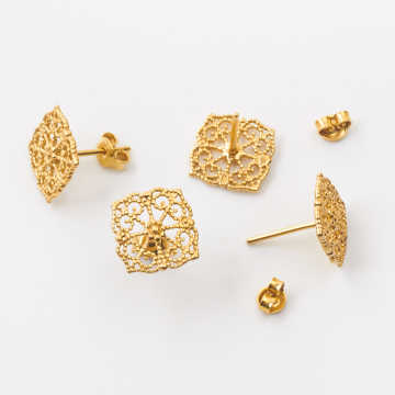 Srebrne kolczyki filigranowe AG925 pozłacane 13,5mm