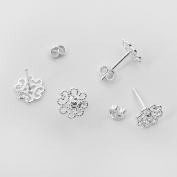Srebrne kolczyki ażurowe kwiatki AG925 9mm