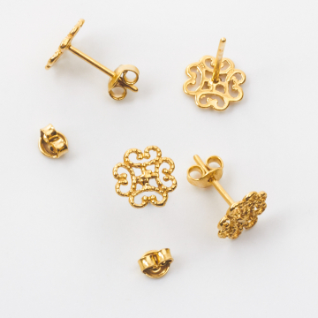 Srebrne kolczyki ażurowe kwiatki AG925 pozłacane 8,5mm