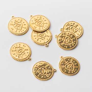 Srebrna zawieszka moneta z serduszkiem AG925 pozłacana 17mm