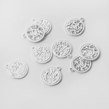 Srebrna zawieszka moneta z serduszkiem AG925 14mm