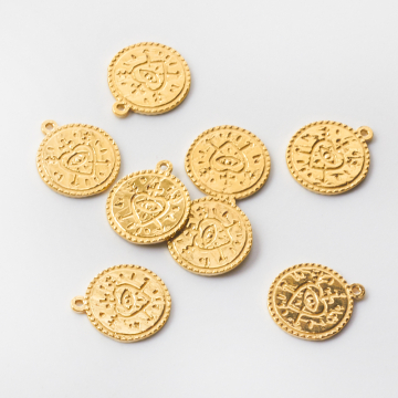 Srebrna zawieszka moneta z serduszkiem AG925 pozłacana 14mm