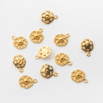 Srebrna zawieszka kwiatek z kuleczką AG925 pozłacany 12mm