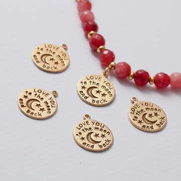 Zawieszka koło z napisem AG925 złoty 14mm