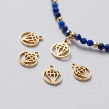 Zawieszka diament w kółku AG925 złoty 8mm