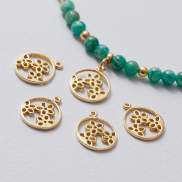 Zawieszka kwiatki w kółku AG925 złoty 12mm