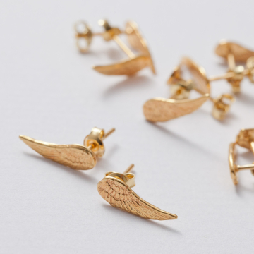 Kolczyki skrzydła pełne AG925 złoty 15mm