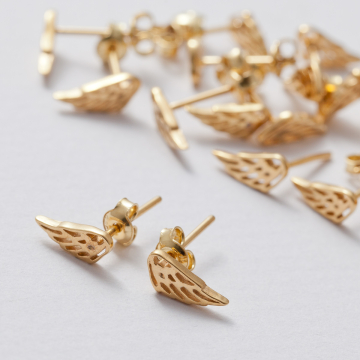 Kolczyki skrzydła ażurowe AG925 złoty 10mm