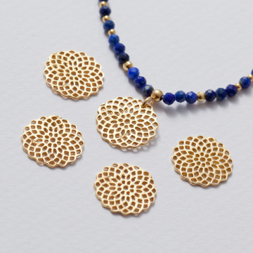 Zawieszka ażurowa rozeta złoty 15 mm