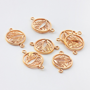 Srebrny łącznik skrzydła anioła w kółku AG925 pozłacany 19mm