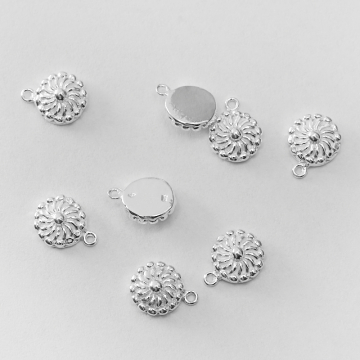 Srebrna zawieszka kółko kwiatek z kropeczkami AG925 7mm