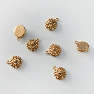 Srebrna zawieszka kółko kwiatek z kropeczkami AG925 pozłacana 7mm