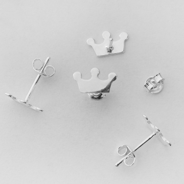 Srebrne kolczyki sztyfty korona AG925 5,5x9mm