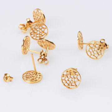 Srebrne kolczyki pajęczyna AG925 pozłacane 9mm