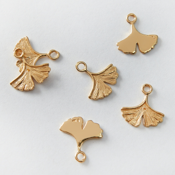 Srebrna zawieszka liść miłorzębu AG925 pozłacana 14mm