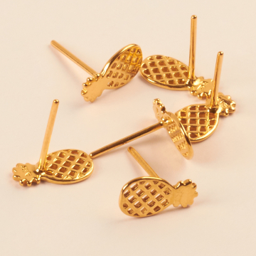 Srebrne kolczyki ananasy AG925 pozłacane 11x6mm