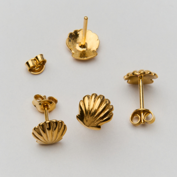 Srebrne kolczyki muszelki AG925 pozłacane 7,5mm
