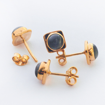 Srebrne kolczyki z labradorytem pozłacane AG925 6mm