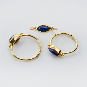 Srebrny pierścionek regulowany z lapis lazuli markiza AG925 pozłacany 20mm