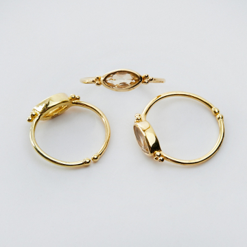 Srebrny pierścionek regulowany z cytrynem markiza AG925 pozłacany 20mm