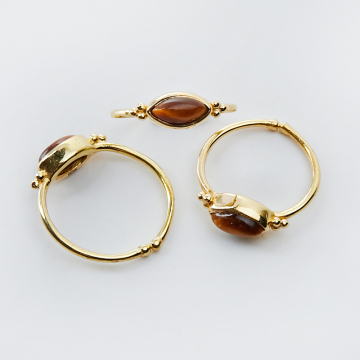 Srebrny pierścionek regulowany z tygrysim okiem markiza AG925 pozłacany 20mm