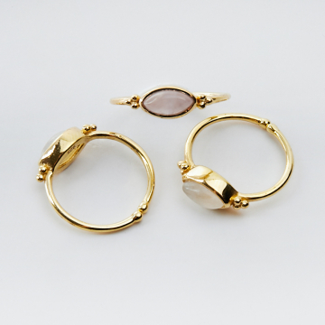 Srebrny pierścionek regulowany z kamieniem księżycowym markiza AG925 pozłacany 20mm