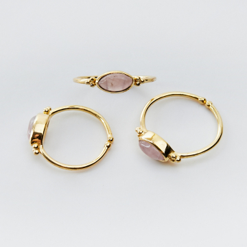 Srebrny pierścionek regulowany z kryształem górskim różowym markiza AG925 pozłacany 20mm