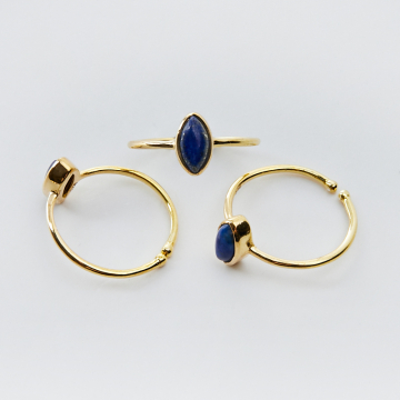 Srebrny pierścionek regulowany z lapis lazuli markiza AG925 pozłacany 20mm