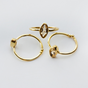 Srebrny pierścionek regulowany z cytrynem markiza AG925 pozłacany 20mm