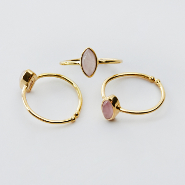 Srebrny pierścionek regulowany z kryształem górskim różowym markiza AG925 pozłacany 20mm