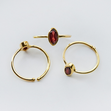 Srebrny pierścionek regulowany z granatem markiza AG925 pozłacany 20mm