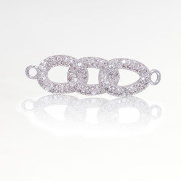 Przekładka rodowana z cyrkoniami łańcuch z dwoma oczkami 31x9mm