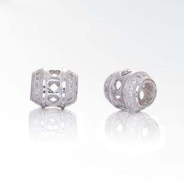 Przekładka rodowana z cyrkoniami serca wycięte 11x10mm