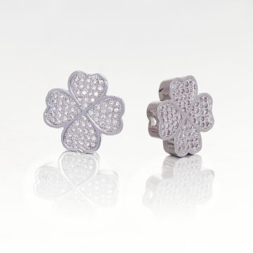 Przekładka rodowana z cyrkoniami koniczynka 15x4mm