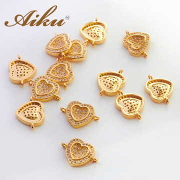 Łącznik złocony serce z cyrkoniami 11,5mm