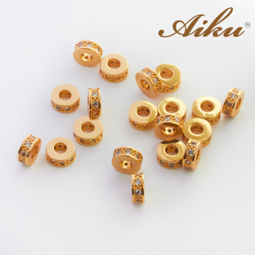 Koralik oponka z cyrkoniami złocona 7mm