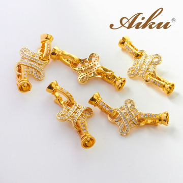 Zapięcie do pereł ozdobne z cyrkoniami złocone 38mm